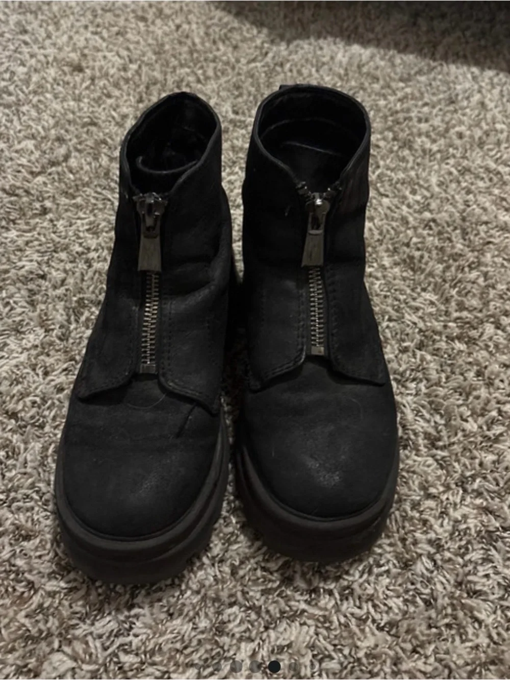 Gianni Bini Black Front-Zip Platform Ankle Boots